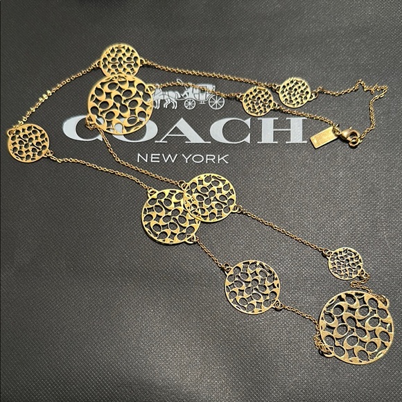 Coach Gold Filigree Medallion Necklace - Picture 3 of 6
